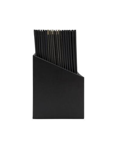 Boîte avec 20 protège-menus simili cuir A4x4 Securit Classic noirs