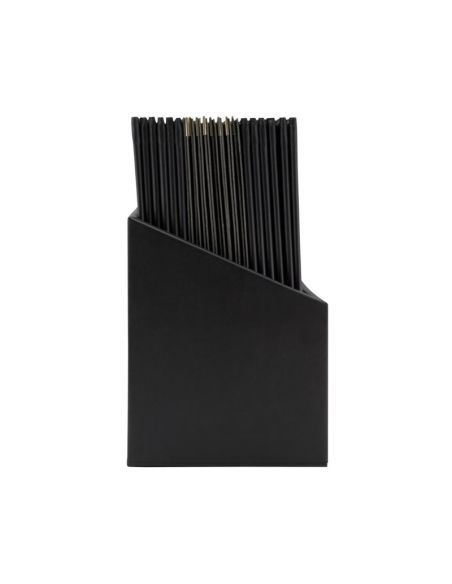 Boîte avec 20 protège-menus simili cuir A4x4 Securit Classic noirs