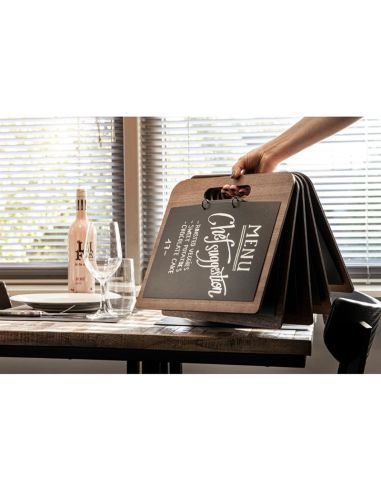 Planche porte-menu à anneaux Securit gamme Walnut