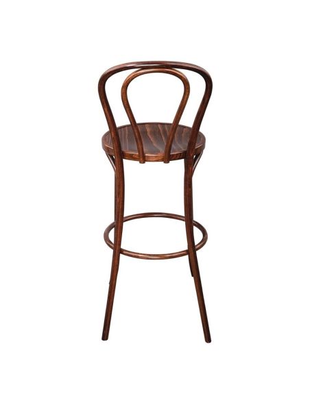 Tabouret haut bistro en bois courbé Fameg noyer