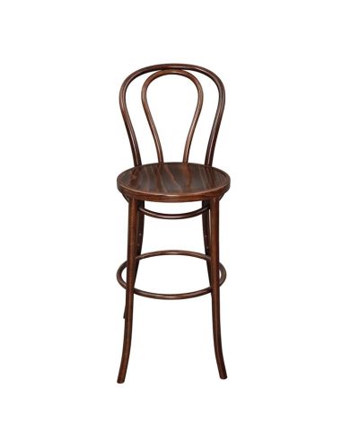 Tabouret haut bistro en bois courbé Fameg noyer