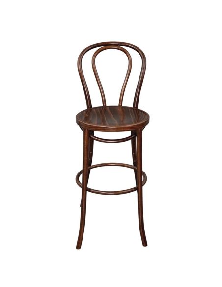 Tabouret haut bistro en bois courbé Fameg noyer