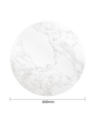 Plateau de table rond effet marbre Bolero blanc 600mm