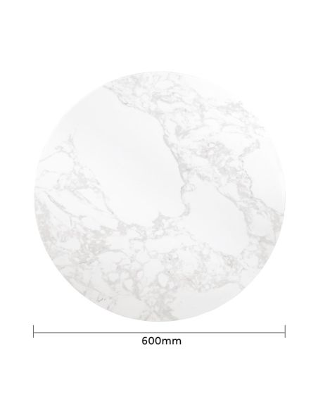 Plateau de table rond effet marbre Bolero blanc 600mm
