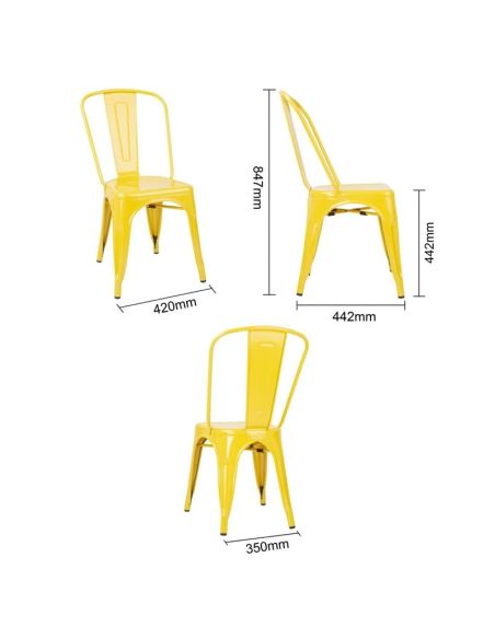 Chaises bistro en acier Bolero jaunes (lot de 4)