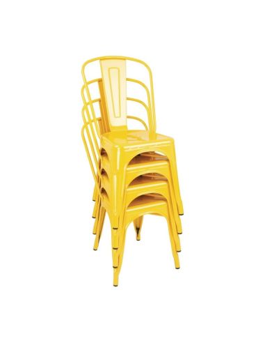 Chaises bistro en acier Bolero jaunes (lot de 4)