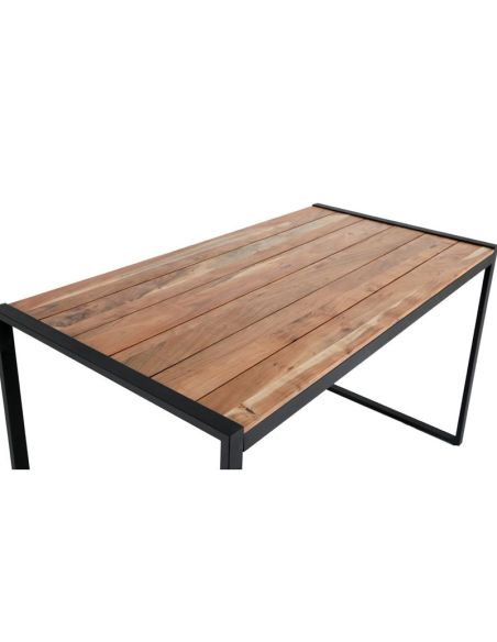 Table de bar industrielle en acier et acacia Bolero 1800x900mm