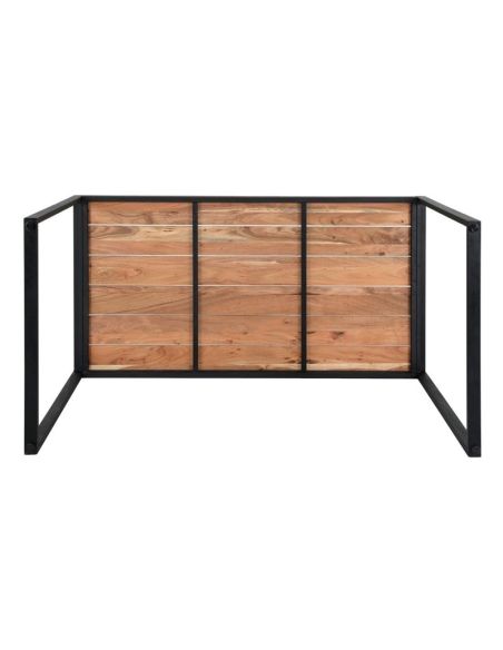 Table de bar industrielle en acier et acacia Bolero 1800x900mm