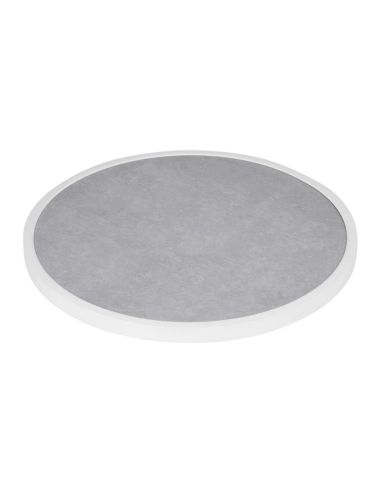 Plateau de table extérieur rond en verre trempé Bolero effet pierre gris clair bord blanc 580 mm