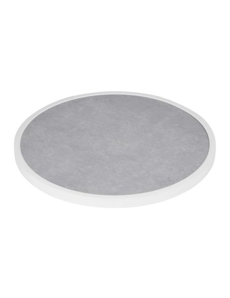 Plateau de table extérieur rond en verre trempé Bolero effet pierre gris clair bord blanc 580 mm