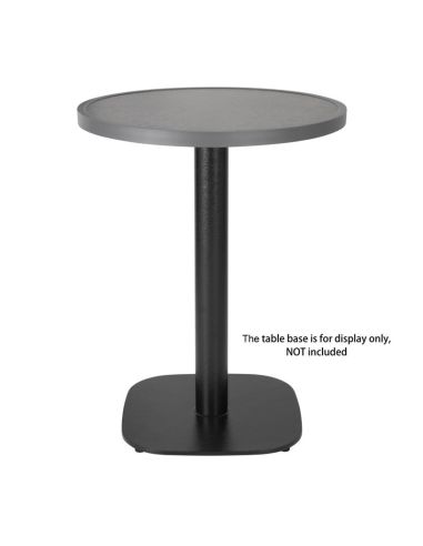 Plateau de table extérieur rond en verre trempé Bolero noir brossé bord gris 580mm