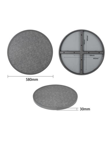 Plateau de table extérieur rond en verre trempé Bolero noir brossé bord gris 580mm