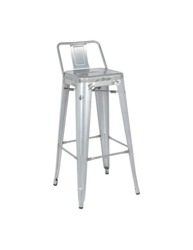 Tabouret haut en acier galvanisé avec dossier Bolero Bistro (paquet de 4)