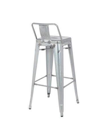 Tabouret haut en acier galvanisé avec dossier Bolero Bistro (paquet de 4)