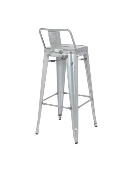 Tabouret haut en acier galvanisé avec dossier Bolero Bistro (paquet de 4)