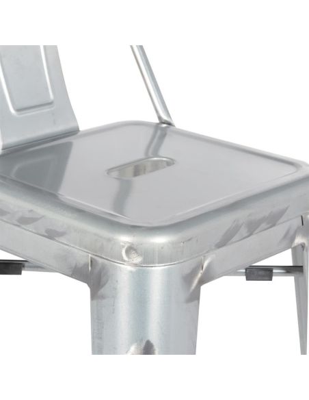 Tabouret haut en acier galvanisé avec dossier Bolero Bistro (paquet de 4)