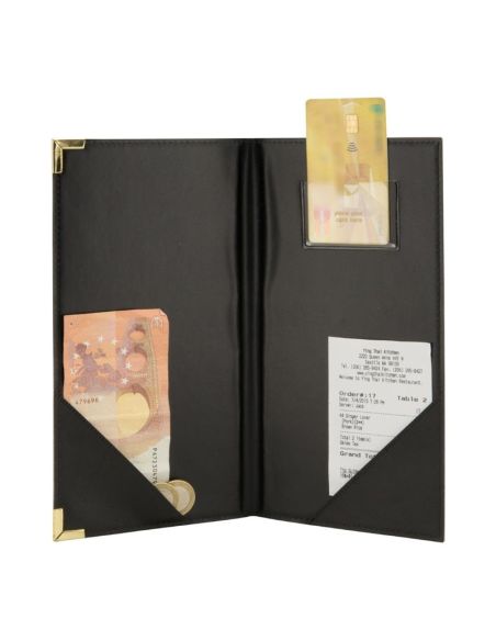 Porte-addition en cuir Securit Classic noir