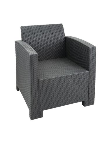 Ensemble fauteuils et table en rotin PP Bolero gris
