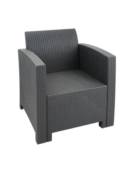 Ensemble fauteuils et table en rotin PP Bolero gris