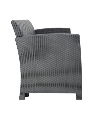 Ensemble fauteuils et table en rotin PP Bolero gris