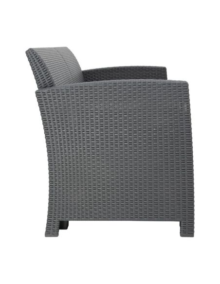 Ensemble fauteuils et table en rotin PP Bolero gris