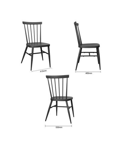 Chaises en aluminium Bolero Windsor noires (lot de 4)