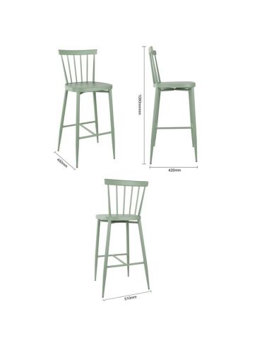 Tabourets hauts en aluminium Bolero Windsor verts (lot de 2)