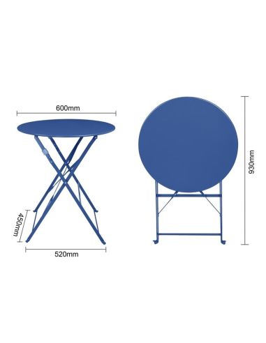 Table de terrasse ronde Bolero Perth bleu marine foncé