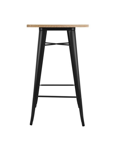 Mange-debout noir avec plateau en bois Bolero Bistro