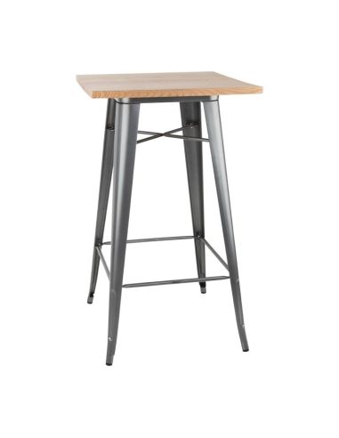 Mange-debout gris avec plateau en bois Bolero Bistro