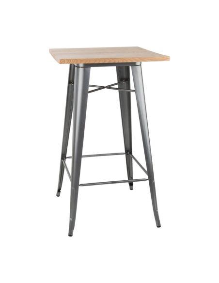 Mange-debout gris avec plateau en bois Bolero Bistro