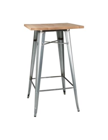 Mange-debout acier galvanisé avec plateau en bois Bolero Bistro