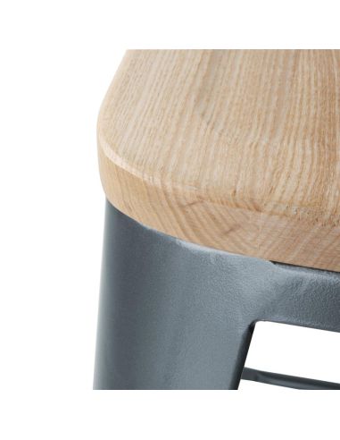 Tabourets bistro hauts avec dossier et assise en bois Bolero gris métallisé (lot de 4)