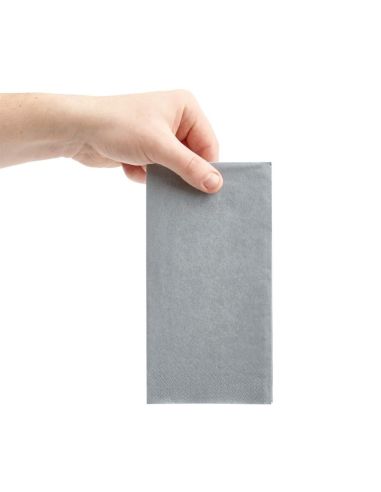 Serviettes dîner 2 plis format 1/8 Fiesta Recyclable 400mm grises (lot de 2000)