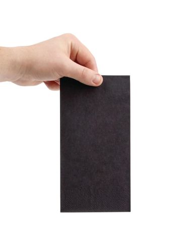 Serviettes diner 3 plis Fiesta Recyclable noires 40x40cm pliage 1/8 (Lot de 1000)