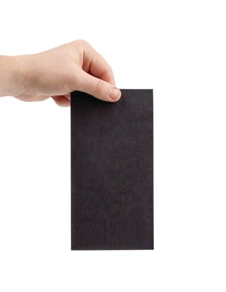 Serviettes diner 3 plis Fiesta Recyclable noires 40x40cm pliage 1/8 (Lot de 1000)