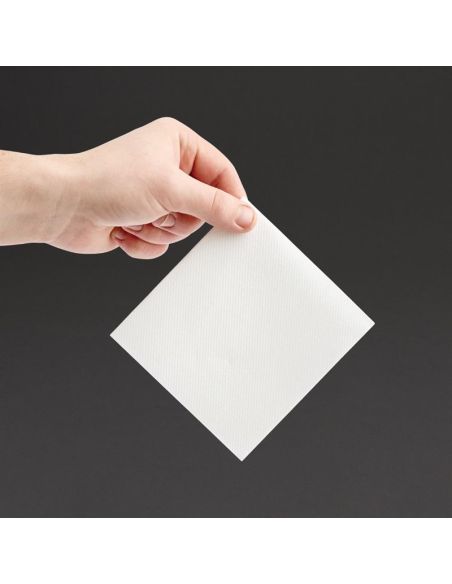 Serviettes cocktail Airlaid pliage en 4 Fiesta Recyclable Premium Tablin blanches 24x24cm (lot de 2400)