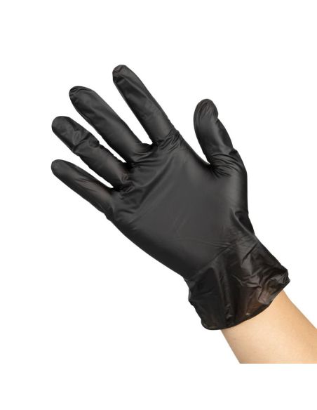 Gants vinyle non poudrés Hygiplas noirs S (lot de 100)