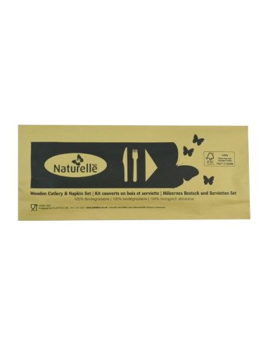 Ensembles de couverts en bois 3-en-1 emballages individuels kraft eGreen (lot de 250)