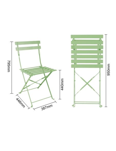 Chaises de terrasse pliantes en acier Bolero vert clair (Lot de 2)