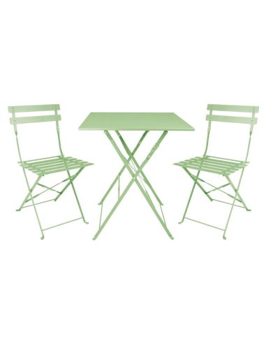 Table de terrasse carrée pliante en acier Bolero vert clair 600 mm