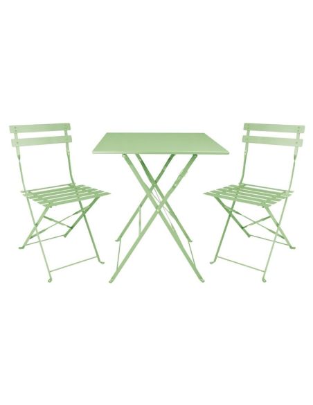 Table de terrasse carrée pliante en acier Bolero vert clair 600 mm