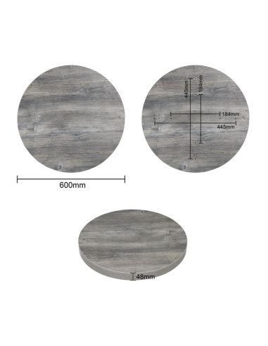 Plateau de table rond pré-percé en mélamine Bolero gris 600 mm