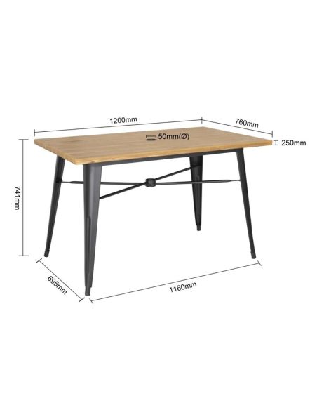 Table d'extérieur Bolero 120x76x75cm bois clair