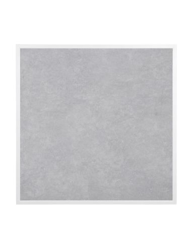 Plateau de table extérieur carré en verre trempé Bolero effet pierre gris clair bord blanc 700 mm