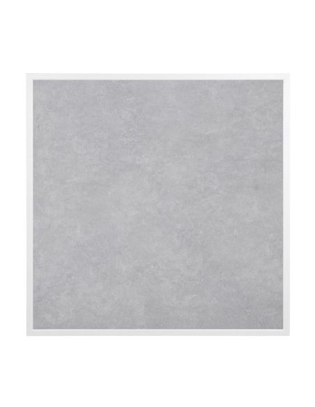 Plateau de table extérieur carré en verre trempé Bolero effet pierre gris clair bord blanc 700 mm
