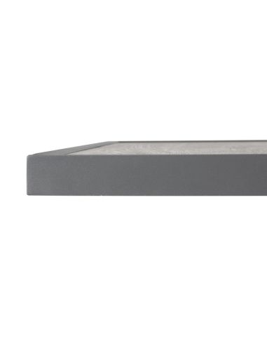 Plateau de table extérieur carré en verre trempé Bolero effet grain de bois bord gris 700 mm