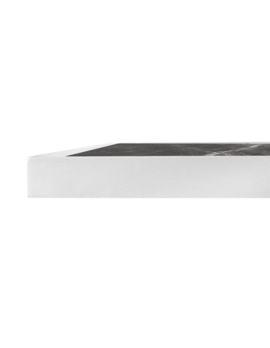 Plateau de table extérieur carré en verre trempé Bolero effet granit foncé bord blanc 700 mm