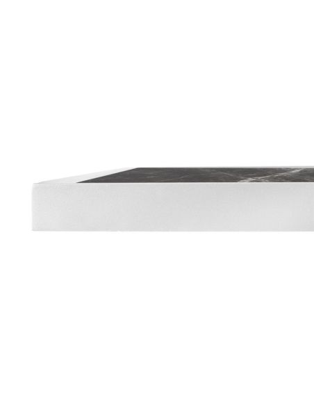 Plateau de table extérieur carré en verre trempé Bolero effet granit foncé bord blanc 700 mm