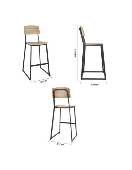 Tabourets hauts d'intérieur en bois Bolero Beaufort (lot de 2)
